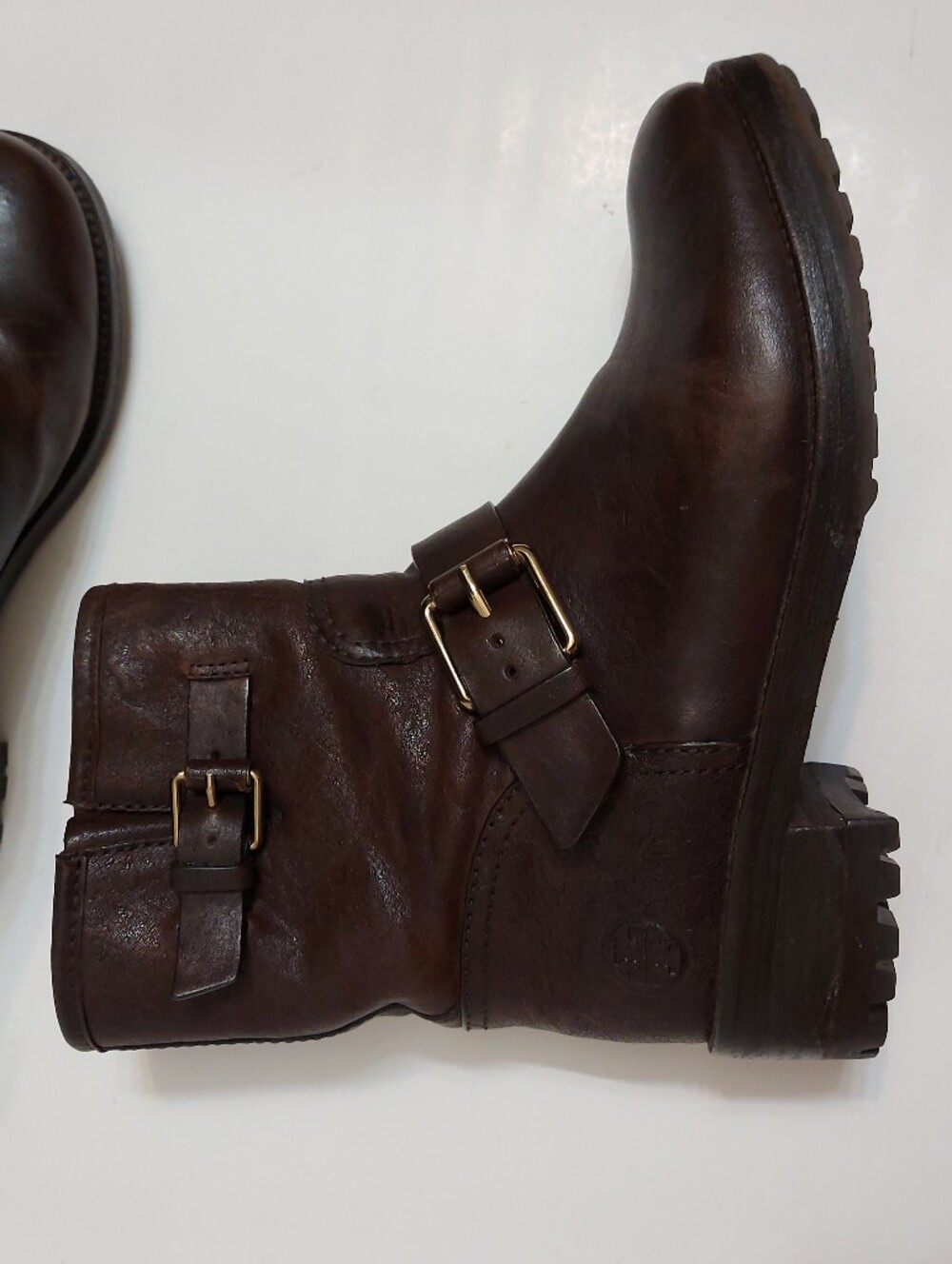 Tory Burch Dark Brown Leather Buckle Ankle Boots